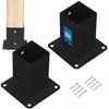 Wooden Pole Base Screwed To Concrete Black Steel 80x80 Mm 2 Pcs