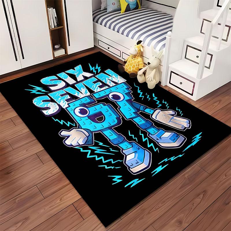 Six Seven Cartoon Pattern Carpet suitable as a non-slip mat for the living room or bedroom sofa