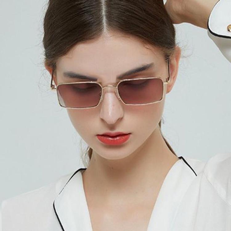 Square Womens Sunglasses Alloy Metal Small Frame Clear Single Bridge Men's Sun Glasses Vintage Chic Female Shades Red Yellow
