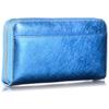 FRANCK ROSSINI Women's Zip-Around Long Wallet, Made in Italy by Enterprise Leather, Gift Boxed, Blue
