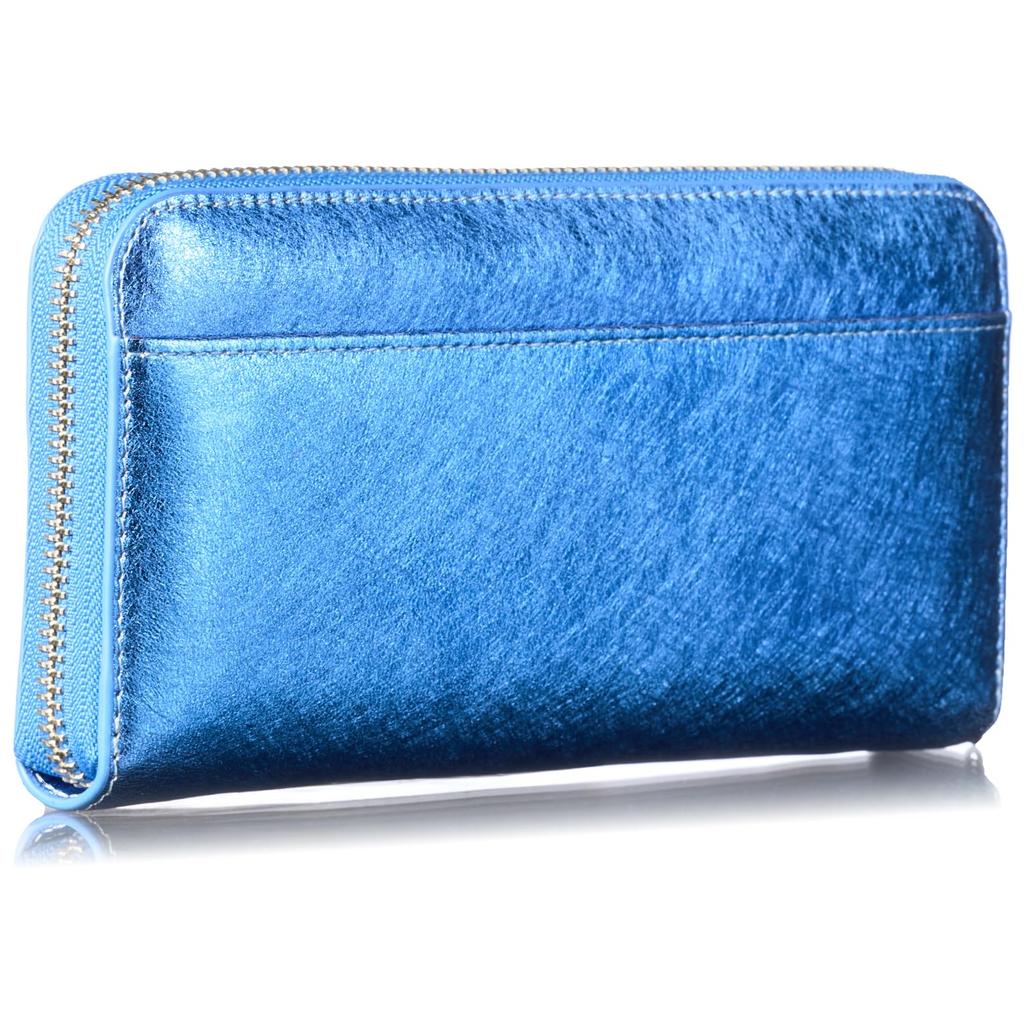 FRANCK ROSSINI Women's Zip-Around Long Wallet, Made in Italy by Enterprise Leather, Gift Boxed, Blue