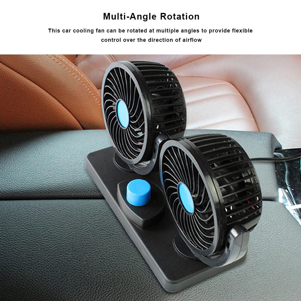 Electric Car Cooler 12/24V Auto Cooling Fan 360 Degree Rotatable Electric Car Circulator 2 Gear USB Port for Auto Truck Off-Road