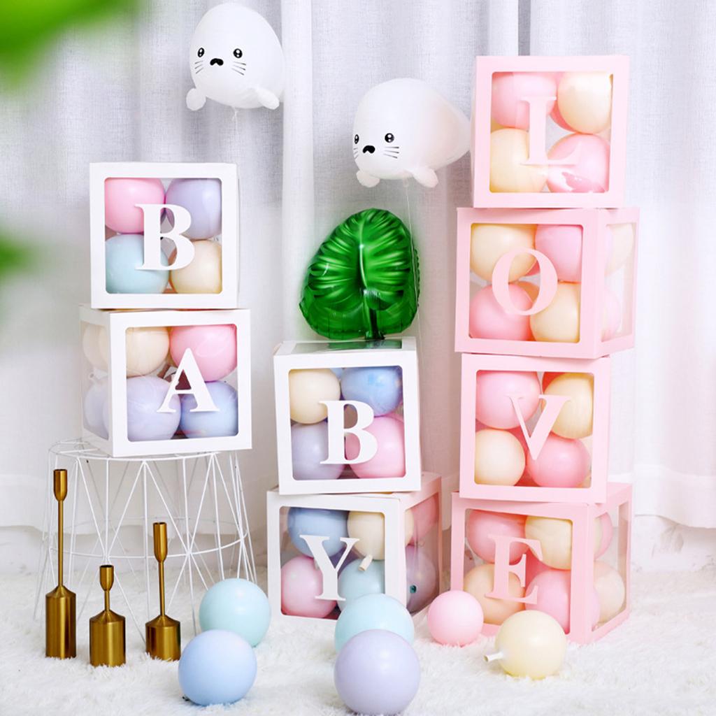 Baby Boxes with Letters 4pcs Love Boxes for Gender Reveal Birthday Wedding Baby Shower Decorations Kid Boys Girls Gift