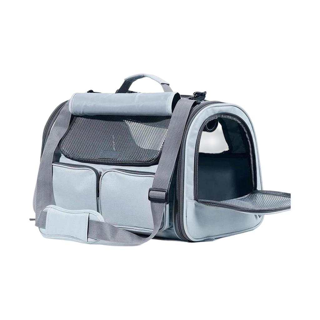 Portable Foldable Pet Carrier Bag for Small Dogs and Cats with Multiple Pockets and Adjustable Shoulder Strap for Travel and Car Use