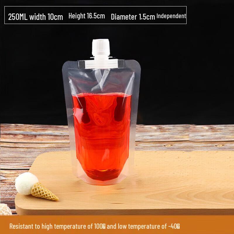 Pabei 250ml Disposable Stand-Up Liquid Pouches with Spout