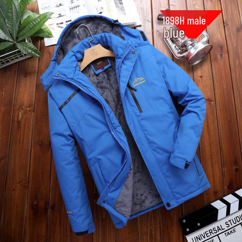 Men's and Women's Waterproof Breathable Outdoor Winter Windbreaker with Fleece Lining