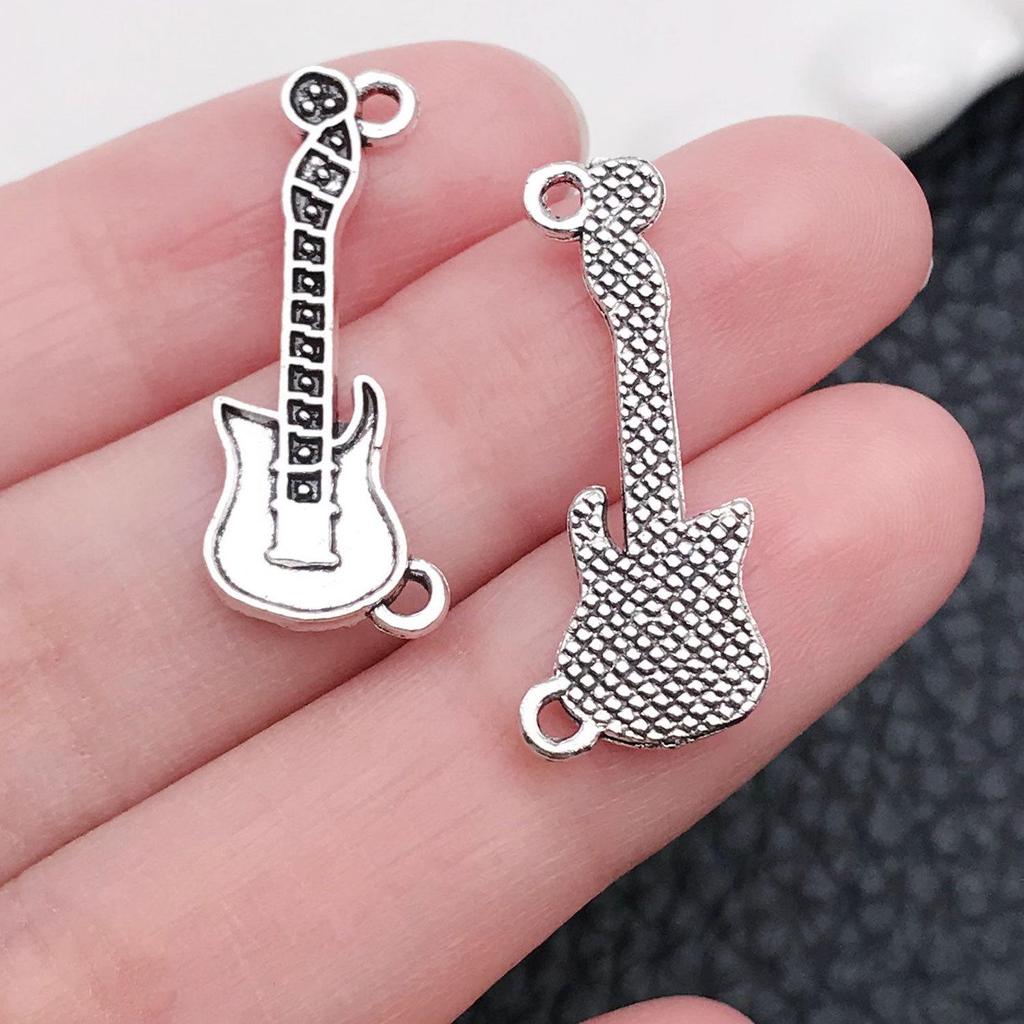 Mixed 30-Piece Musical Instrument Alloy Pendant Set with Guitar, Notes, and Mini Music Jewelry Accessories