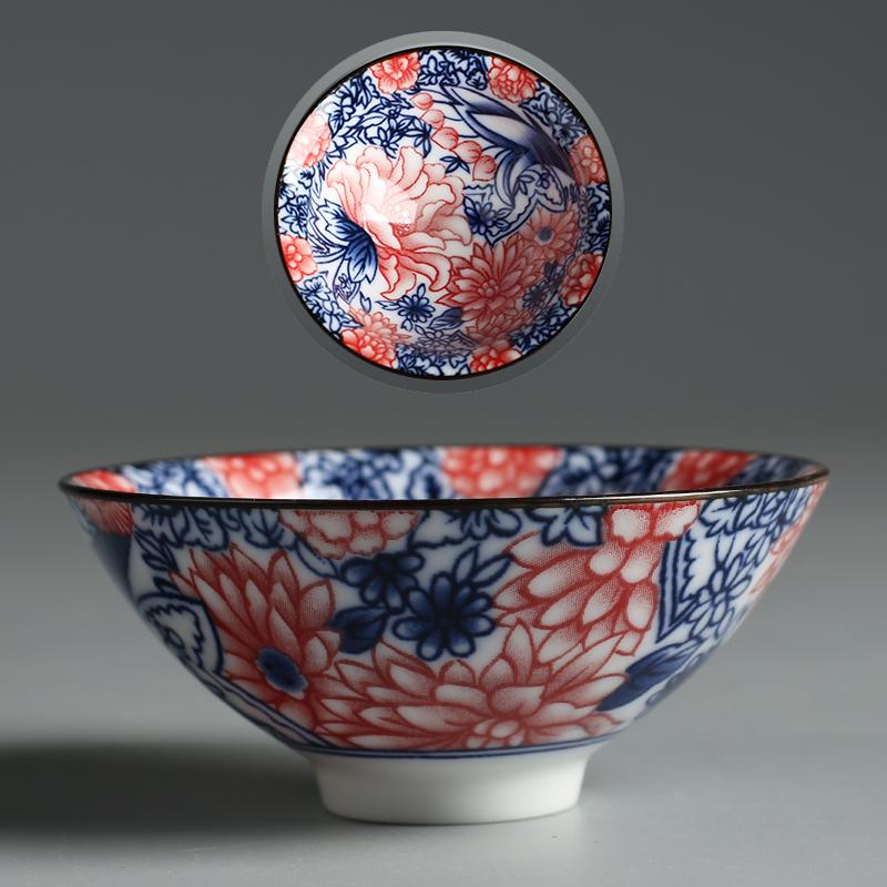 70ml Ceramic Large Master Tea Cup Blue and White Porcelain Kung Fu Tea Cup Douli Tea Bowl Personal Home Use Cup