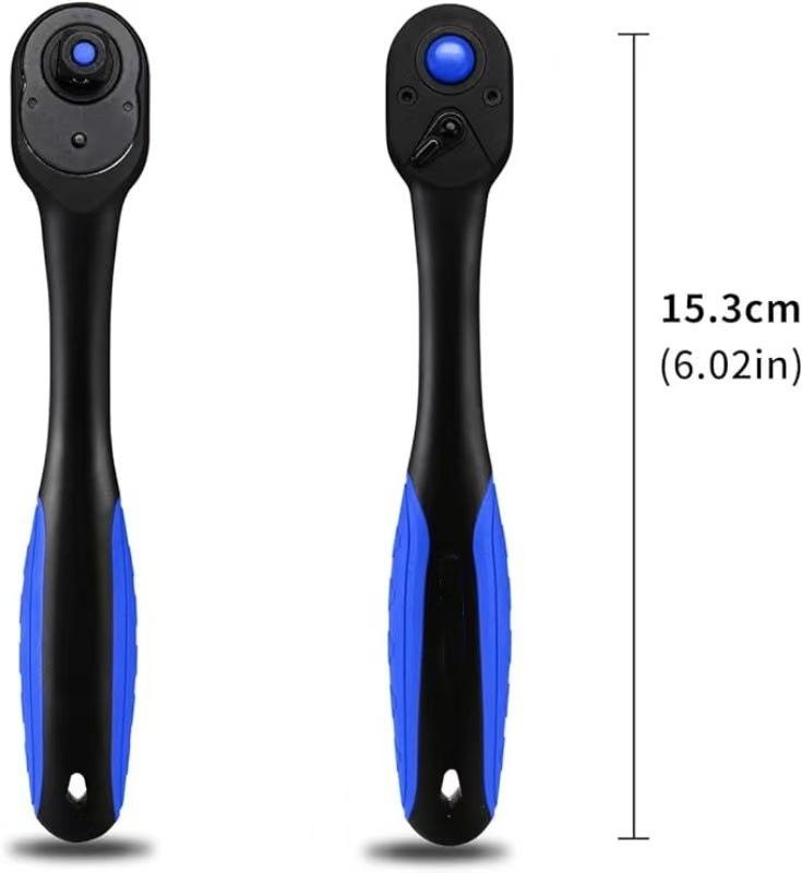 

1/4 Inch Ratchet, Quick-Release Reversible Ratchet Handle with Comfort Grip for Car Repair and Home Tool Kit