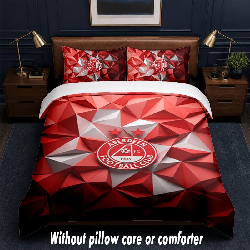 Set Biancheria da Letto Design Aberdeen FC 1 Copripiumino + 2 Federe Morbido Traspirante Biancheria da Letto per la Casa
