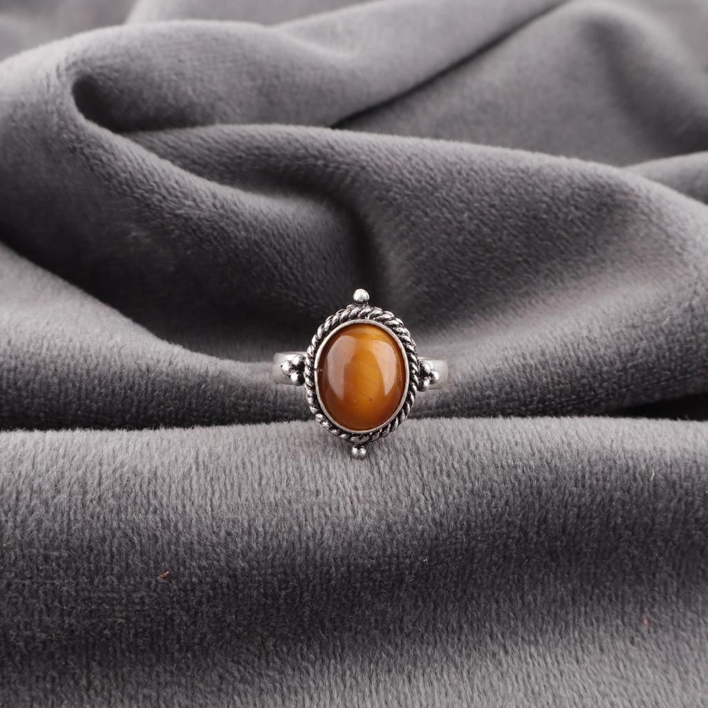 Inel cu Piatră Prețioasă Ochi de Tigru Galben, Bijuterii din Argint Sterling 925 Masiv, Inel Handmade Cadou Pentru Femei