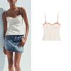 Summer New Product Women's Clothes Ins Style Simple Heart-Shaped Collar Print Patchwork Elastic Sling Tops 4661037