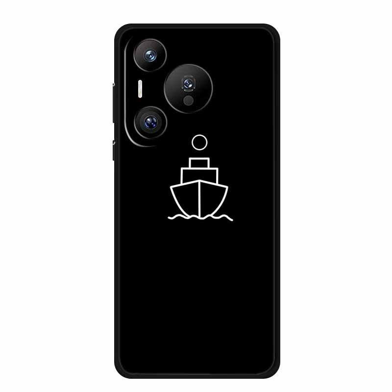 Compatible with Huawei Pura 70 Pro: Black TPU Soft Shell Phone Case with Simple Lines