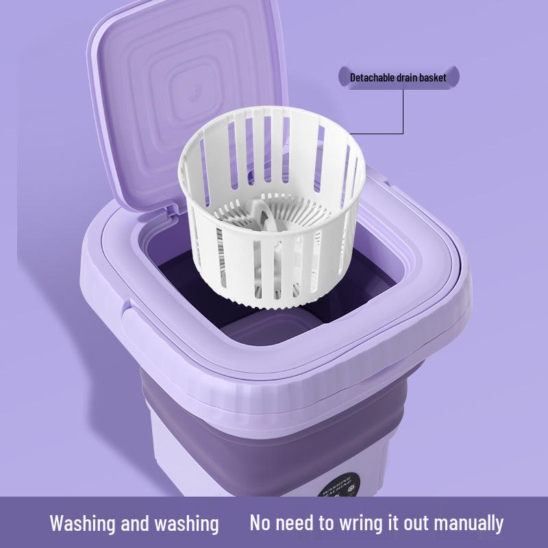Compact Foldable Automatic Mini Washing Machine for Underwear and Socks - Ideal for College Students