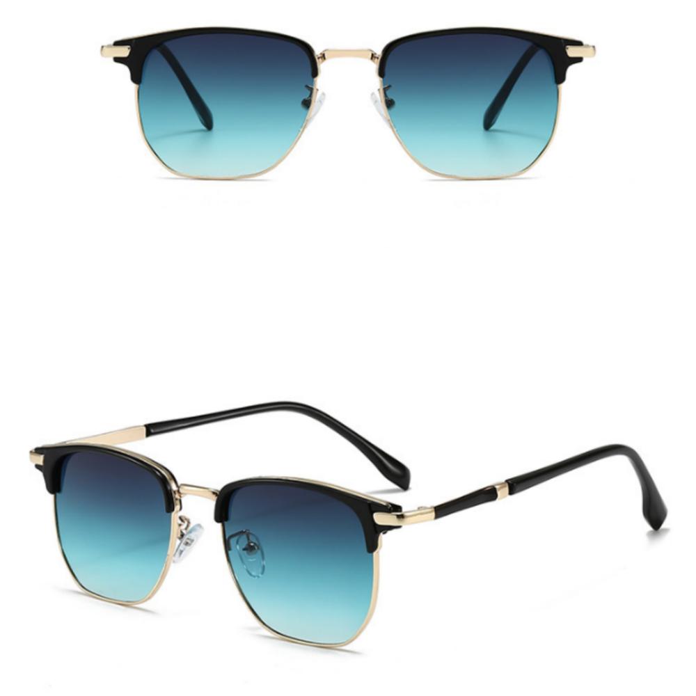 Vintage Half Frame Sunglasses for Women and Men Fashion Metal Sun Glasses UV400  Eyewear Travel Driving Sunscreen Glasses