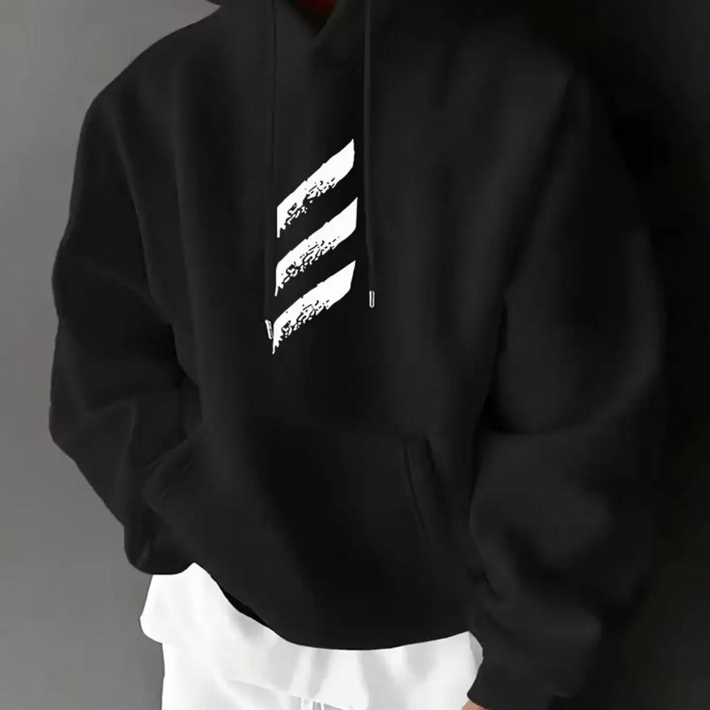 Unisex Casual Everyday Hooded Sweatshirt, Minimalist Graphic Print Pullover Hoodie, Loose Comfortable Fit, Ideal Holiday Gift