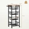 Four Basket Mobile Kitchen Island, with Brakes - Oak/Black