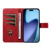 For iPhone 17 Air Leather Case Geometric Line Design Wallet Phone Cover with Wrist Strap
