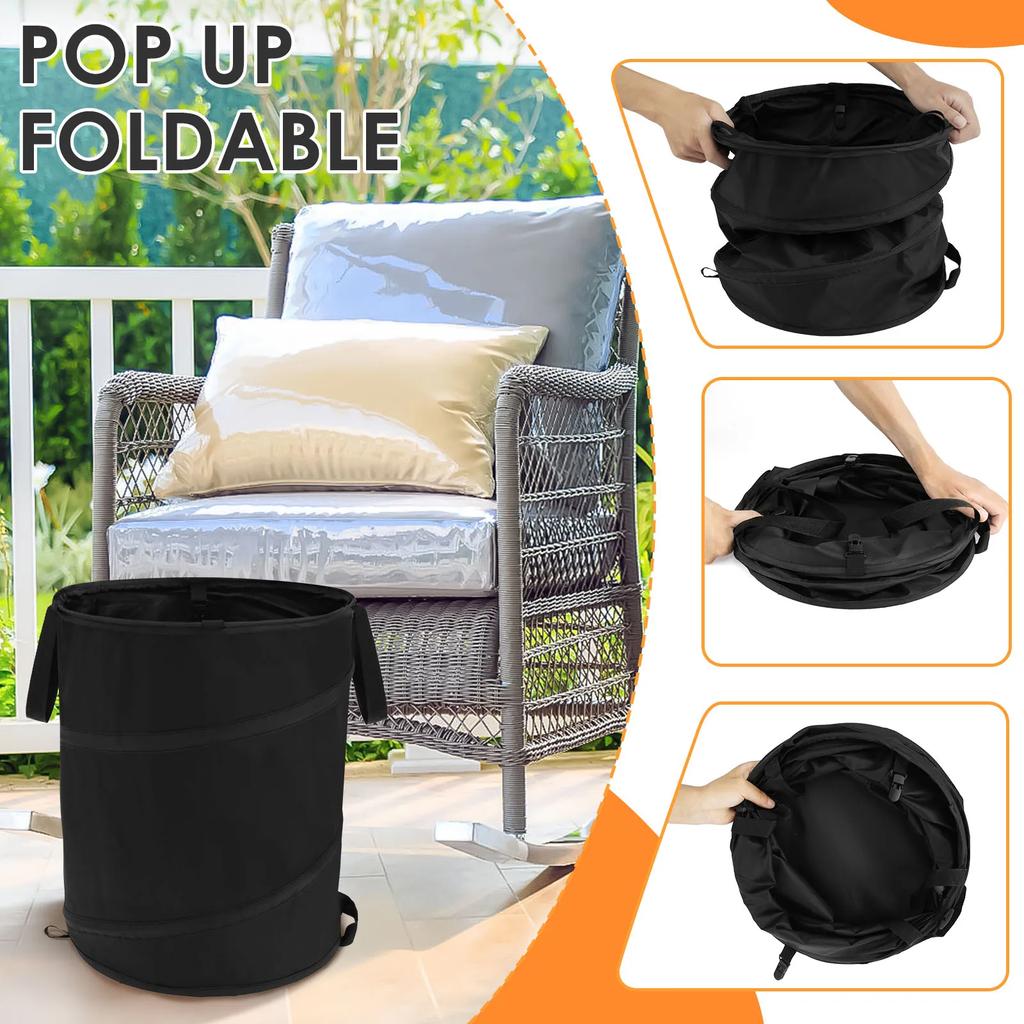 1/2Pcs Garden Waste Bag 37.8L Leaf Waste Bag Large Capacity Collapsible Garden Bag Space Saving Pop Up Trash Can for Outdoor