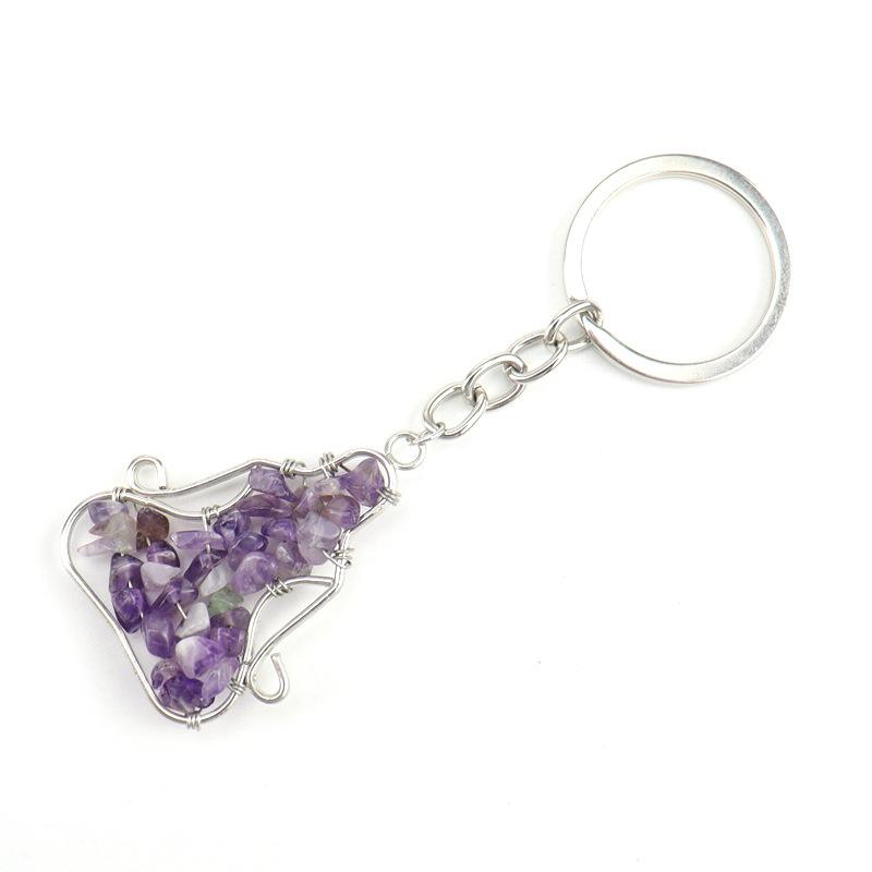 

Hand-Wound Natural Gravel Crystal Agate Yoga Man Keychain Key Chain Bag Pendant K13 аметист