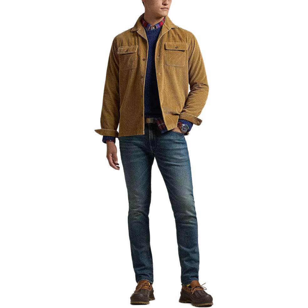 Polo Ralph Lauren Classic Cotton Corduroy Solid Color Camp Collar Button Down Long Sleeve Shirt Men Shirts Brown 710876980-009
