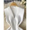 Adult Lady Like Woman Elegance Sleeveless Vest Dress Women's Stylish V Neck Elastic Slim Fit Slimming Sheath Bottom Knitted Dress