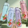 1PC Strawberry Line Art Script 750ml Color Plastic Sports Water Bottle Leakproof Flip Straw Lid Suitable for Sports Office Home Use