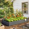 Metal Raised Garden Bed Planter Box Outdoor Planters for Growing Flowers, Herbs, Grey, 241x90.5x30cm