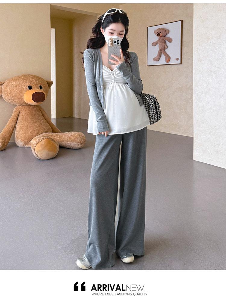 Maternity Spring Chic Camisole Cardigan & Wide-Leg Pants Set - French Elegant Style