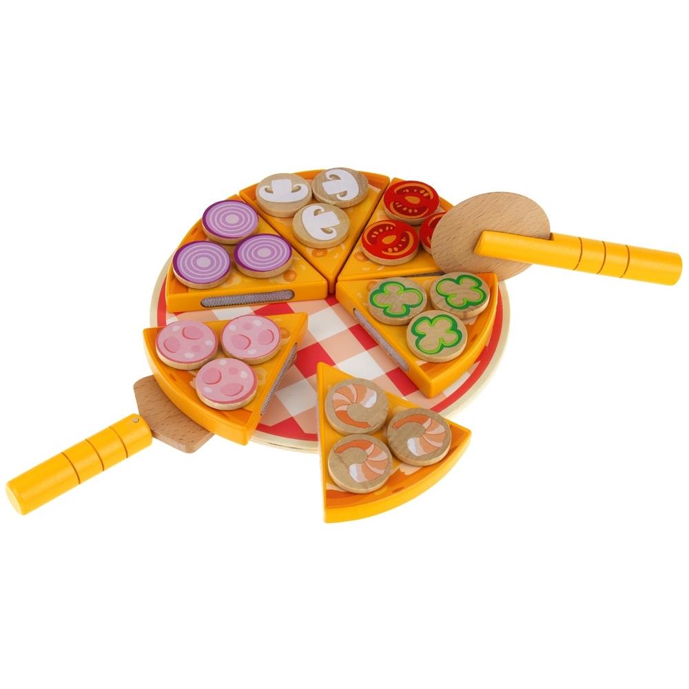 Wooden Pizza Cutter Toy Set with Tray Accessories
