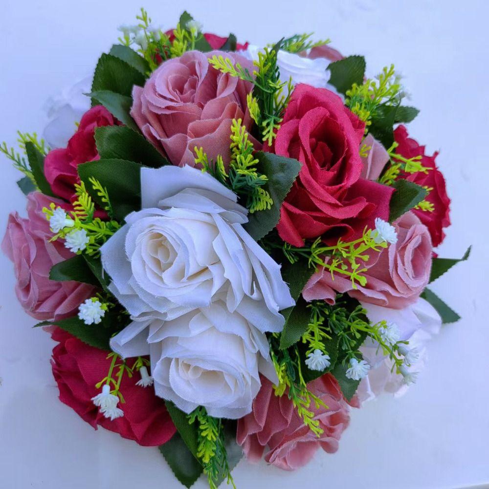 15 Heads Real Happy Flower Mini Photography Photo Gift Valentine's Day Flowers 10 Colors Natural Simulated Rose Home Decorative