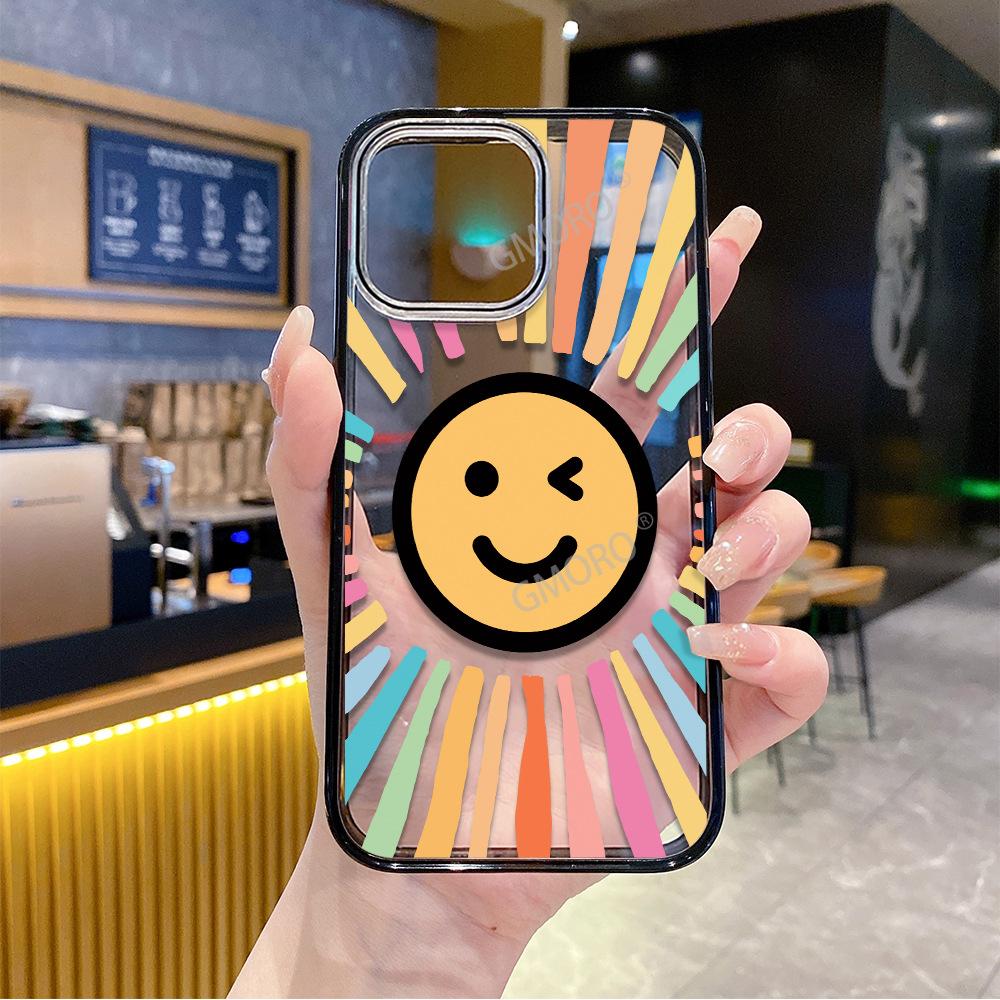 Rainbow Smiley Face Apple 16promax Mobile Phone Case Girl Ip17 Anti-drop 15pm Magnetic Attraction 15 Super Fire 13 Acrylic