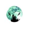 Luminous Moon Castle Bat Wall Sticker - Glowing Fluorescent Decor for Children's Living Room.