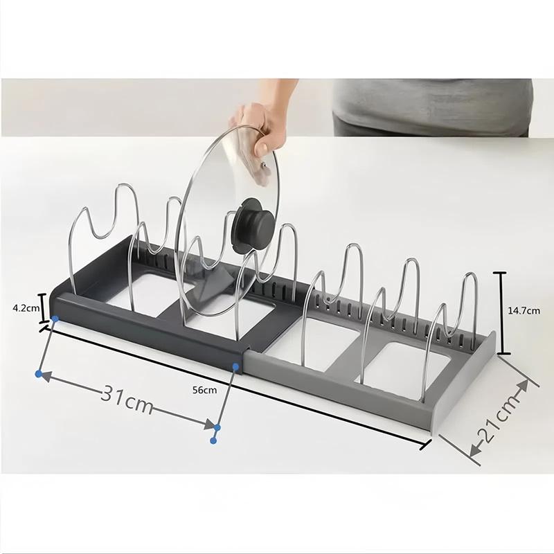 1Pcs Expandable Stainless Steel Pot Lid Organizer Rack Pan Lid Holder Kitchen Cookware Organizer For Lids Plates Cutting Board