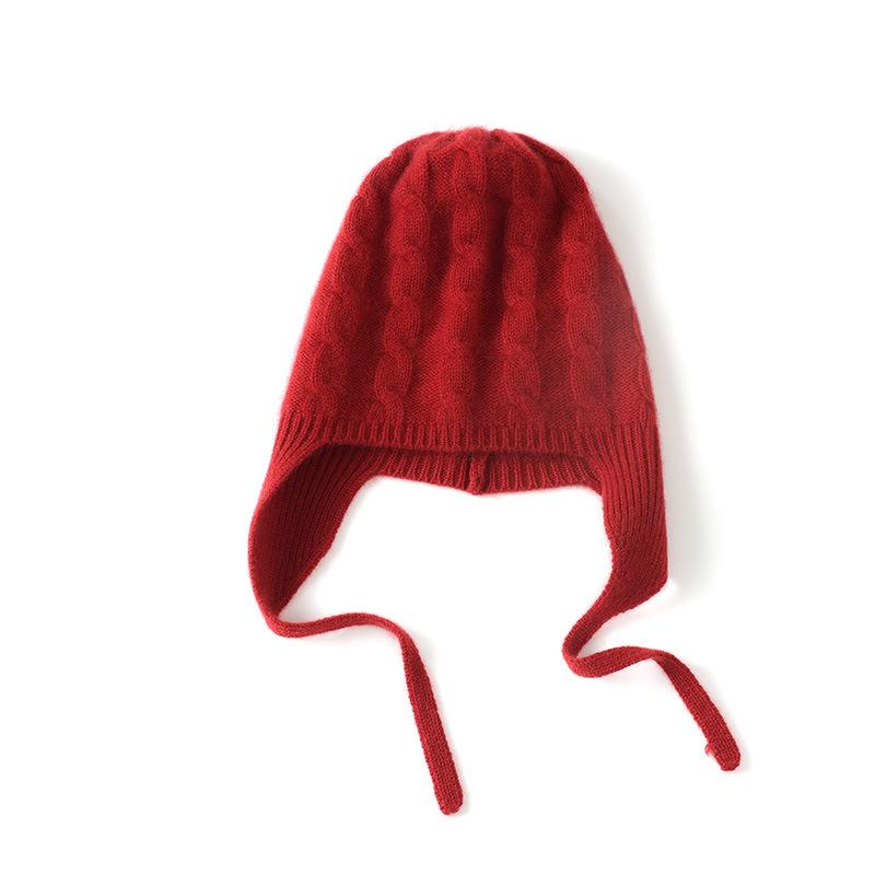 

Cashmere Autumn and Winter New Women s High End Knitted Outdoor Warm Jacquard Baotou Ear Hat Knitted Casual Hat one size