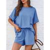 Conjunto Deportivo Casual Transpirable Holgado de Dos Piezas para Mujer Camiseta de Manga Corta y Pantalones Cortos con Cordón