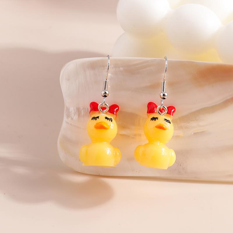 Süße Gelbe Enten Ohrringe Cartoon 3D Tier Ohrhaken Hängende Ohrringe für Damen Mädchen Party Feiertag Schmuck Geschenke