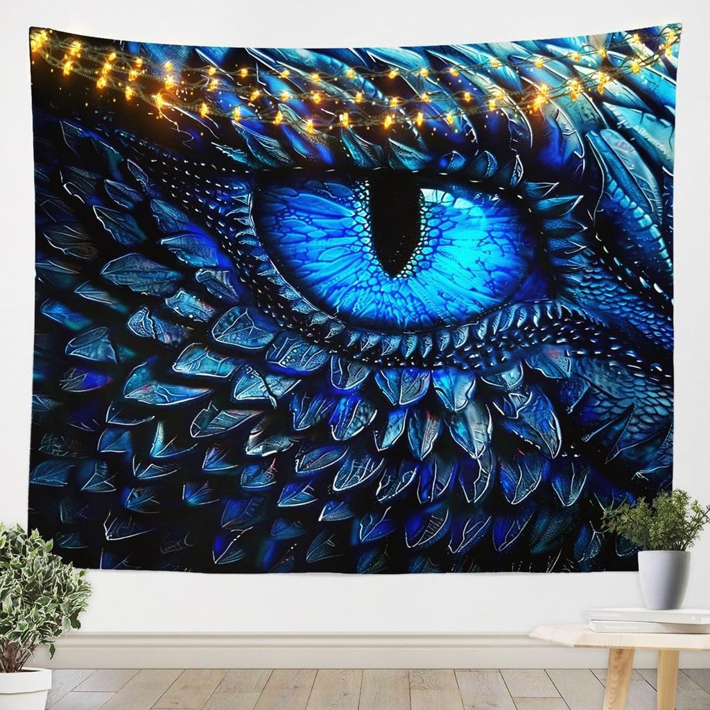 Black and White Vintage Dragon Tapestries Fantasy Castle Tapestry,Dark Sky Mythical Animal Hanging Wall Art Antique Prehistoric