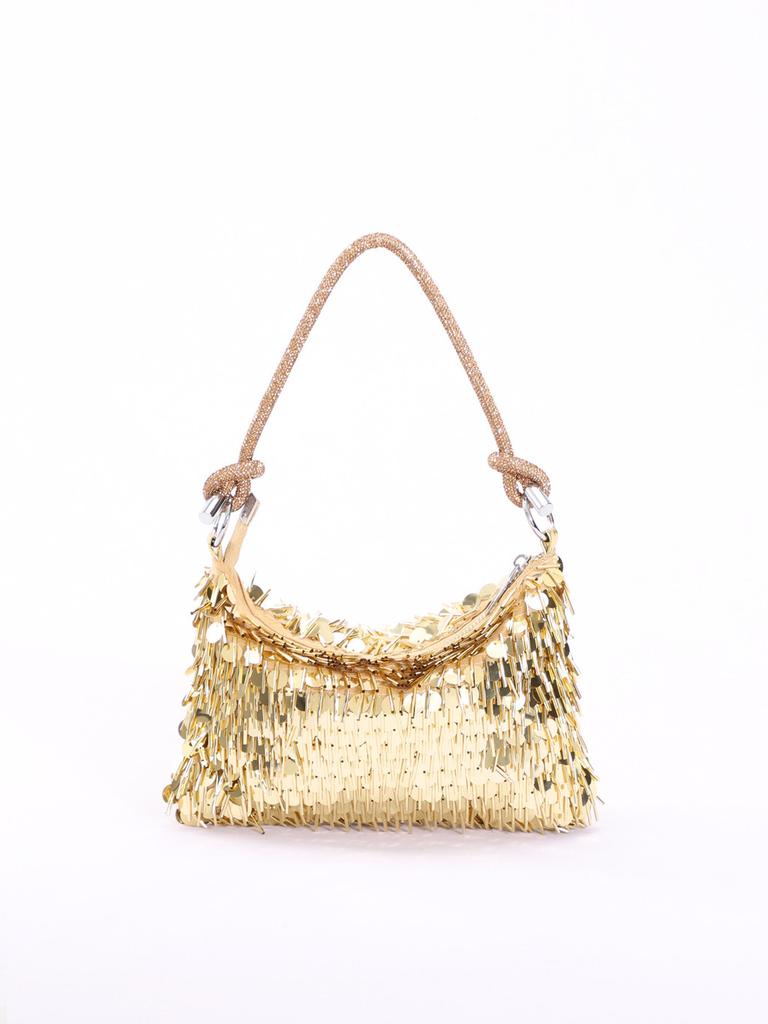Pvc Silver Clutch Bag With Sequin Design For Evening Parties
