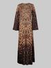 2025 Spring/Autumn Leopard Print Round Neck Jumpsuit with Flared Sleeves for Women
