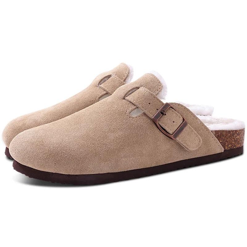 Fashion Kidmi New Women Clogs Men Clogs Suede Slippers Fashion Cork Footbed Leather Slippers Classic Mules Soft Antiskid House Slippers