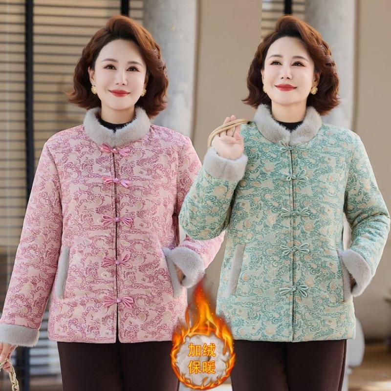 Autumn and winter velvet cotton-padded jacket, new thermal top, mother cotton-padded jacket