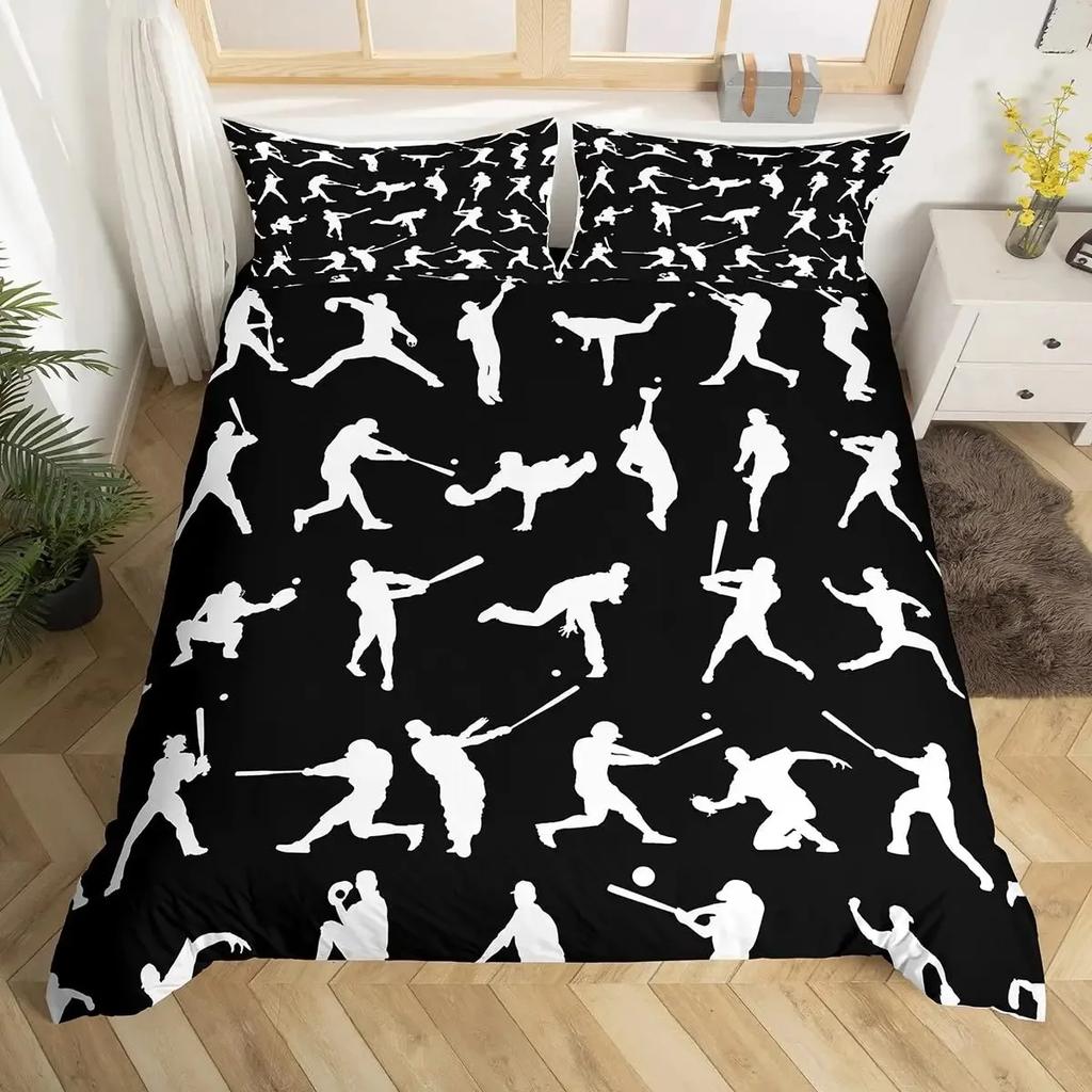 Set Biancheria da Letto Basket Misura Singola Bambini Copripiumino Giocatore di Basket Adolescenti Palla Gaming Copripiumino Sportivo Copripiumino a Tema