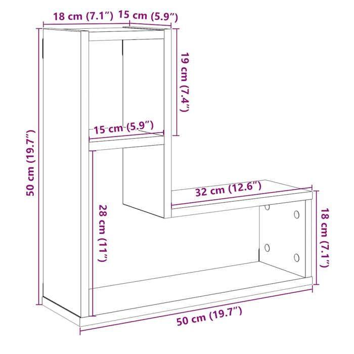 VidaXL Wall Cube Shelves 2 Pcs Old Wood 50x15x50 Cm, Cube-shaped Storage, Cube-shaped Organizer, Shelf 856604