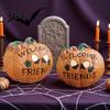 Halloween Harvest Table Decor Pumpkin Figurine, Resin Welcome Ornament, Autumn Thanksgiving Rustic Home Tabletop Centerpiece for Entryway Patio, Cute