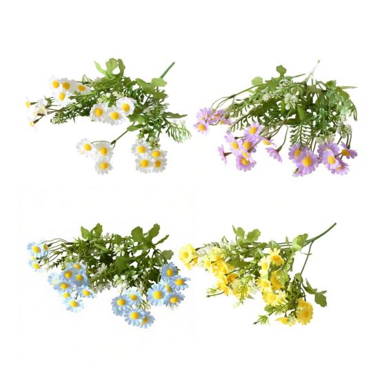 Künstlicher Frühlings-Wildblumenstrauß Realistische Fake-Seidenblume mit Stiel Zuhause Party Faux