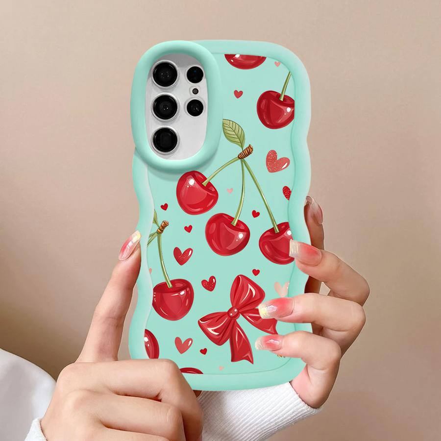 Case for Samsung Galaxy S22 Ultra S21 S23 Plus A25 S25 S24 A26 S20 FE Soft Phone Cover A36 A34 A24 A54 A35 A55 Red Lovely Cherry