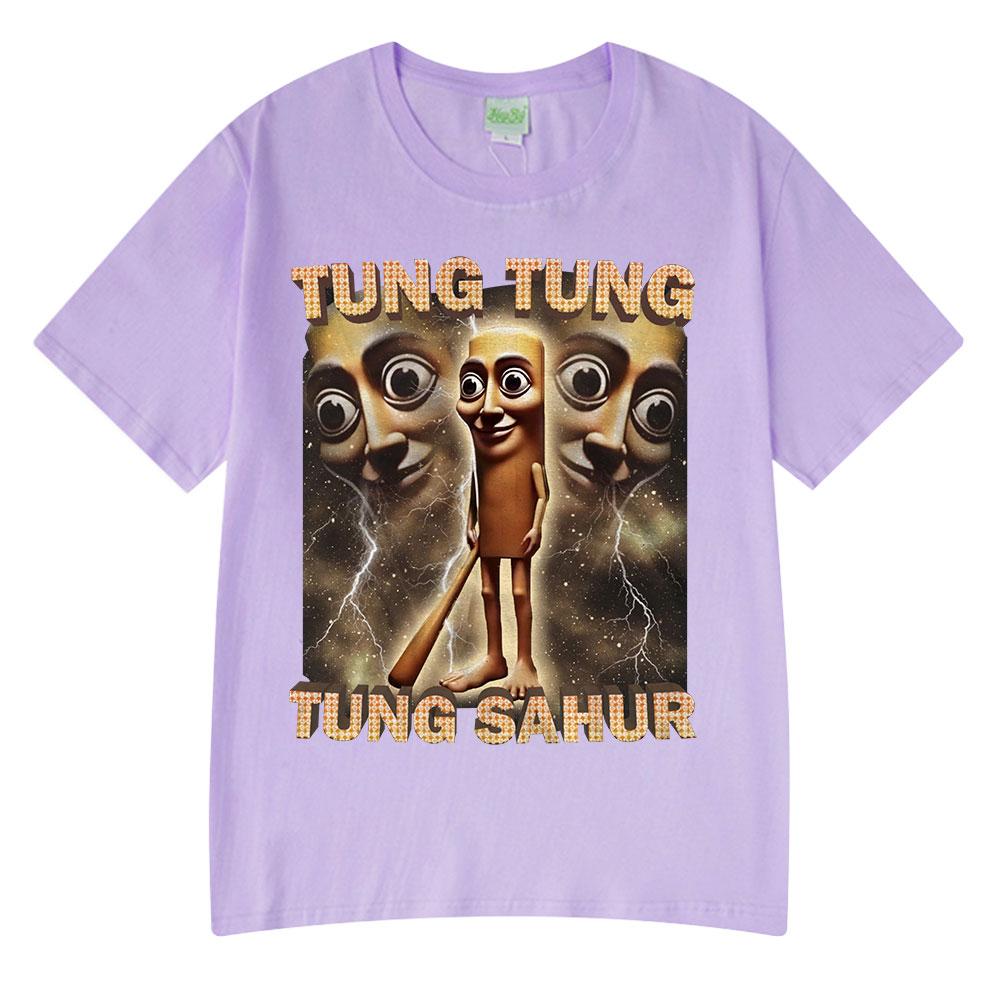 Tung Tung Tung Sahur Vtipné Meme Tričko s Baseballovou Pálkou Pánské Oblečení Módní Humor Styl Trička Unisex Letní O-výstřih Topy Tričko