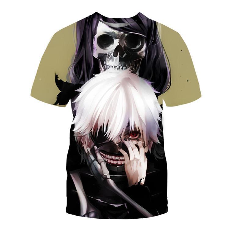 Men's Tokyo Ghost Loose Digital Printed 3D Round Neck Short Sleeved T-shirt