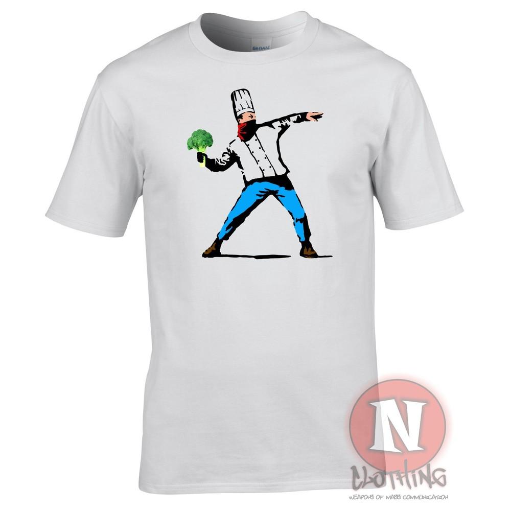 Banksy Chef bomber t-shirt urban art restaurant cuisine graffiti tee teeshirt